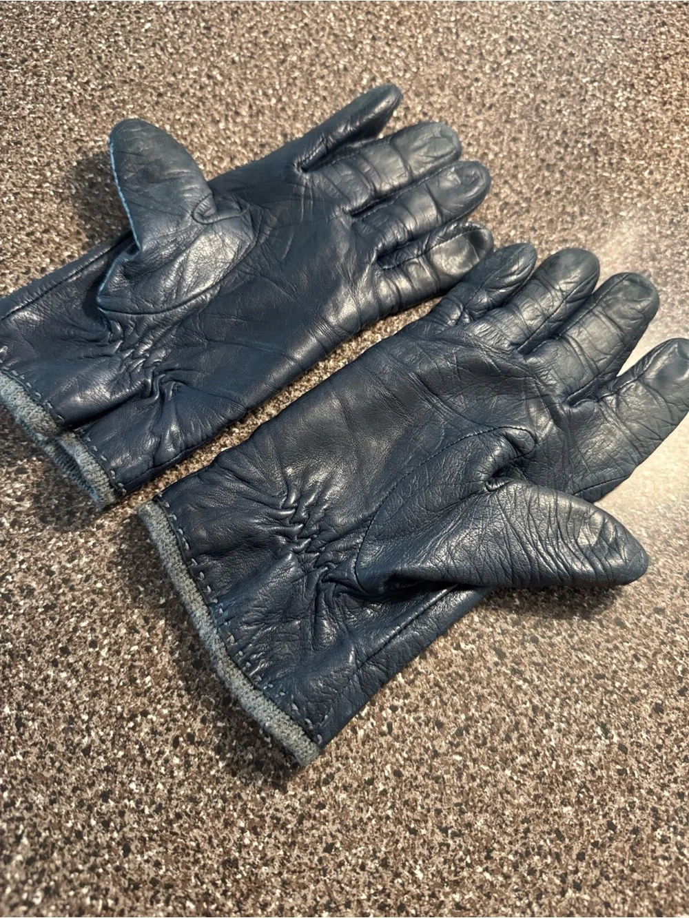 Vtg Fownes Brothers Blue Genuine Leather Gloves Acrylic Lining Women Small Sz 8
